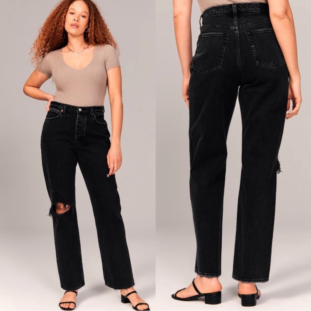 Black curve love, high rise, dad jeans